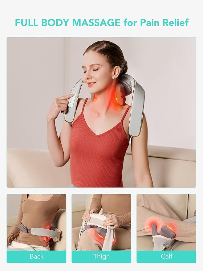 SKG 2025 Neck Massager for Pain Relief, Deep Tissue 6D Kneading with Heat, Cordless Neck & Shoulder Massage, Christmas Gift for Men & Women, H5 Mini