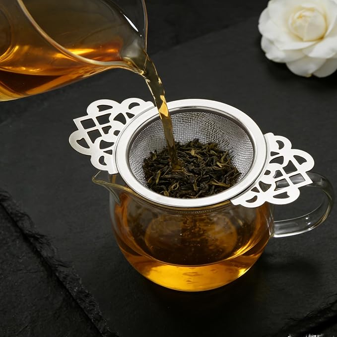 2 Pack Tea Strainer Bowl,Stainless Steel Small Tea Strainers Fine Mesh Loose Tea Infusers,Ideal Tea Filter for 2.5-4 Inch Cup Mouth/Tea Lovers(Silver)