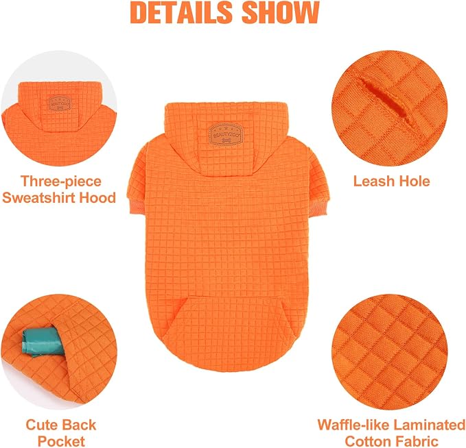 BEAUTYZOO Dog Hoodies Sweater for Large Dogs,Waffle‑Like Laminated Pet Coat | Warm Dog Sweatshirt with Pocket & Leash Hole,Pullover Clothes for Girl Boy Dogs,Stretchy & Easy‑On‑Off,Labrador & Great Danes