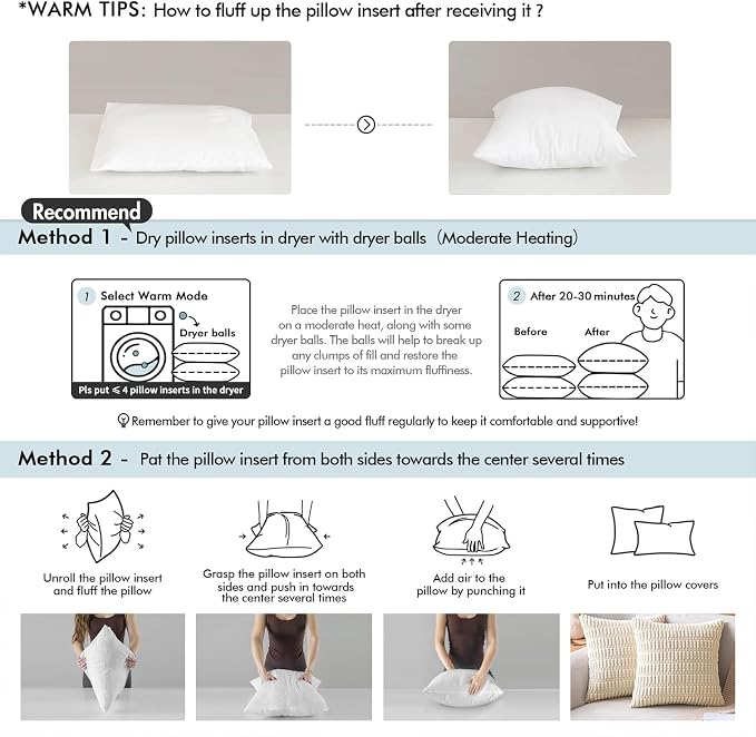 MIULEE 12x20 Pillow Inserts (Set of 4) -Decorative Throw Pillow with 100% Cotton Cover Rectangle for Sofa Couch