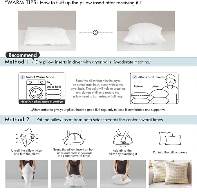 MIULEE 12x24 Throw Pillows Inserts 2 Pack, Decorative Pillows for Couch Bed | 100% Virgin Filling, Full and Fluffy, Lumbar, Back and Neck Support