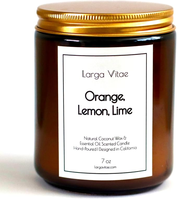 Organic Coconut Wax Aromatherapy Candle | Citrus Orange Lemon Lime | Non-Toxic, Pet Safe, Allergy Friendly | Phthalate Free | Zero Waste Sustainable Gift