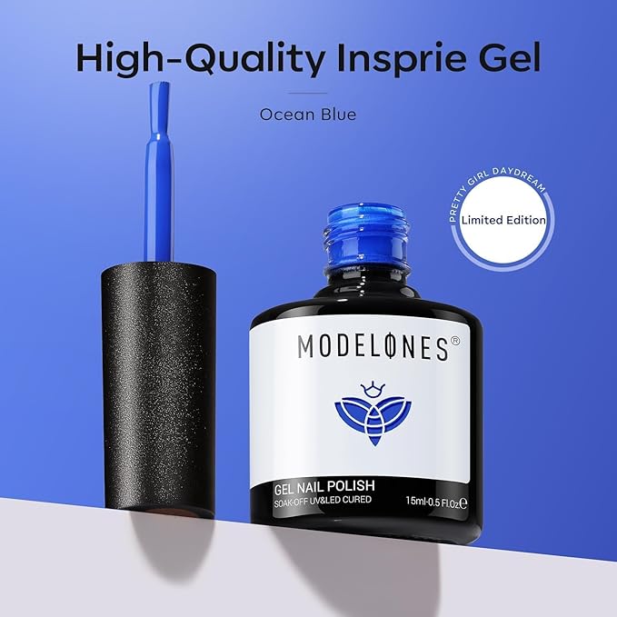 modelones Blue Gel Nail Polis Paulina Lapis Cobalt Blue Color 4th of July Gel Polish Soak Off UV LED Nail Art Manicure 15 ML