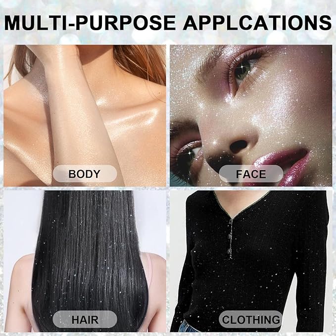 Hair and Body Glitter Spray, 1PC Silver Glitter Hairspray Dry Powder Makeup for Clothes, Festival Rave Prom Loose Sparkle Powder,Holographic Ultra Fine Resin Glitters for Crafts (1PC Silver)