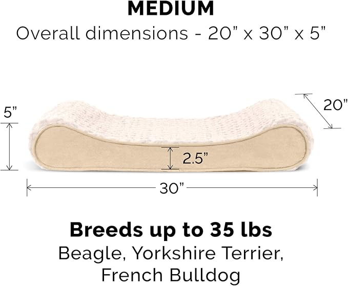 Furhaven Replacement Dog Bed Cover Ultra Plush Faux Fur & Suede Contour Luxe Lounger, Machine Washable - Cream, Medium (Pack of 2)