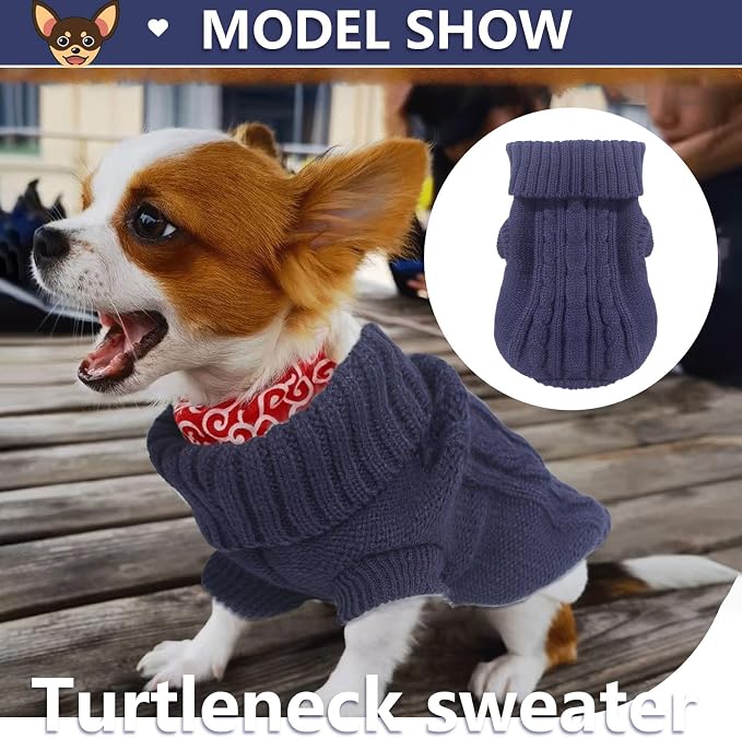 2 Pack Dog Sweaters for Small Dogs, Chihuahua Yorkie Sweater, Dog Clothes for Small Dogs, Winter Warm Pullover Clothing, Pet Cat Cold Weather Puppy Clothes Outfits M