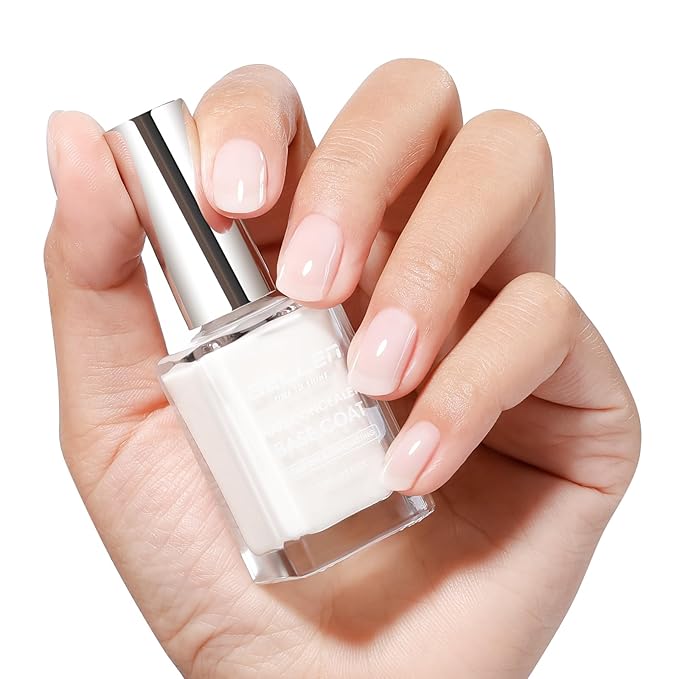 GELLEN 4-In-1 Illuminating Nail Concealer Base Coat Nail Polish Sheer Milky White | Quick Air Dry Calcium-Formula Regular Nail Polish Smooth Strengthen Natural Nails, Not UV Gel | Toxin TPO HEMA Free