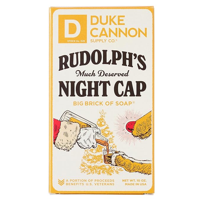 Duke Cannon Supply Co. Big Brick of Soap Bar for Men Holiday Edition - Rudolph's Much Deserved Night Cap (Cinnamon and Antique Wood Scent), 10 oz. (3 Pack)
