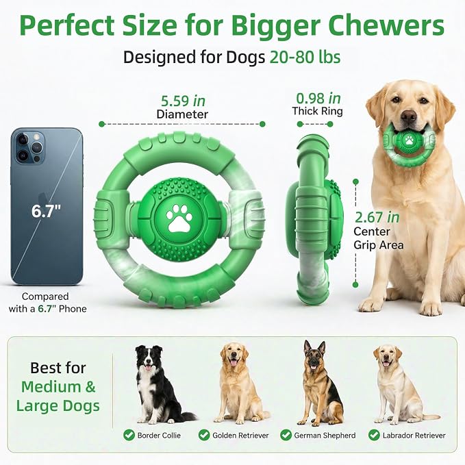 Pamlulu Tough Dog Toys for Aggressive Chewers, Indestructible Dog Toy for Large Dogs, Nylon Chew Toys for Medium Large Breed, Interactive Dog Toys to Keep Them Busy, Dog Birthday