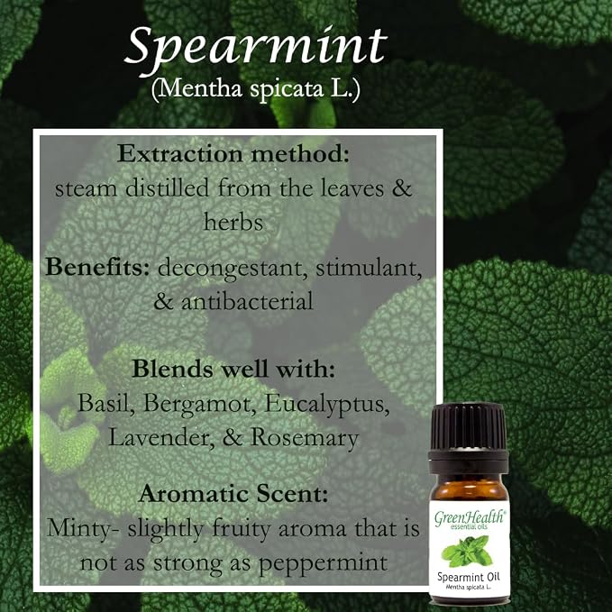 Spearmint Essential Oil - 32 fl oz - 100% Pure Essential Oil - Aluminum Bottle - Greenhealth
