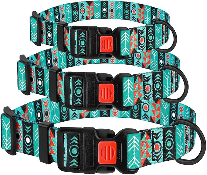 Nylon Dog Collar Buckle Tribal Pattern Pattern 1 12-16 inch
