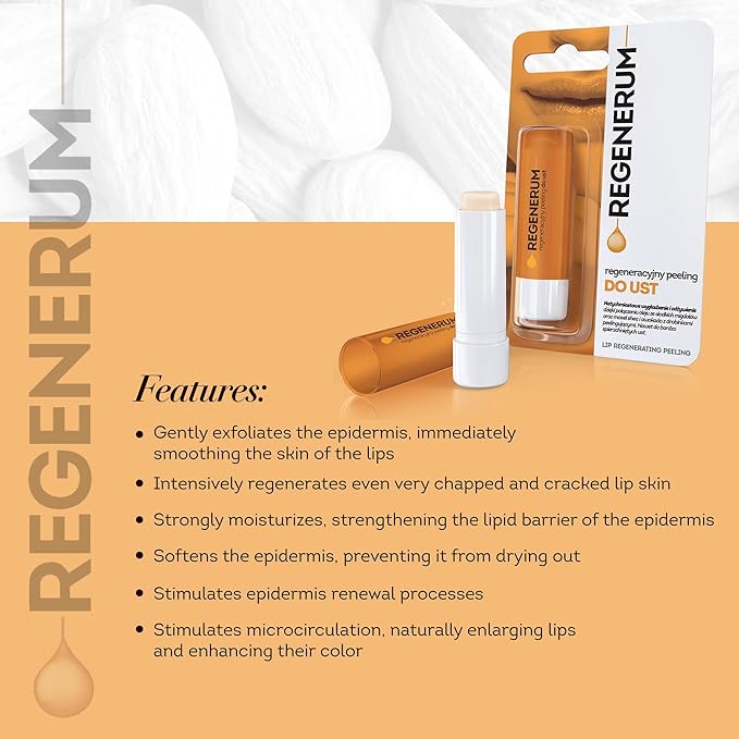 Regenerum - Lip Peeling - Intensive Moisturization & Nourishment for Very Chapped Skin, Silica Exfoliation, Firmness Restoration, and Protection - 5g