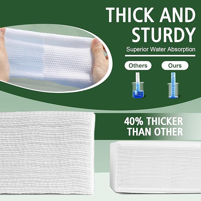 Disposable Face Towels 100 Count, Biodegradable Ultra Soft & Thick Facial Towels for Sensitive Skin, Lint-Free Makeup Remover Dry Wipes, Multi-Purpose Cleansing Towelettes for Face Wipes, Skincare
