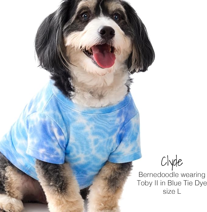 Pet Passion Toby II Dog T-Shirt, 3 Pack, Blue Tie Dye, Large | GOTS-certified organic cotton short-sleeve tee. Breathable, soft & sustainable for everyday wear.