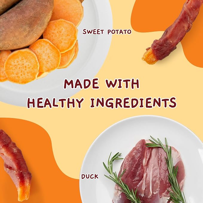 Jungle Calling Duck & Sweet Potato Treats, Fiber Rich, Limited Ingredient | Rawhide Free, Grain Free, Ideal for Picky Eaters, Perfect for Daily Rewards, For Small, Medium & Large Breeds, 10.6 Oz