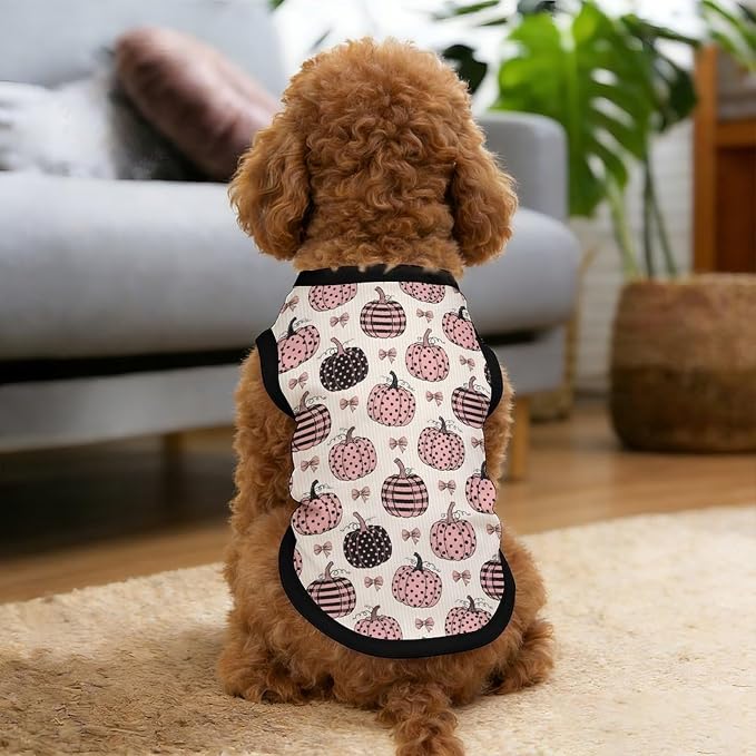 Halloween Pet Vest Pink Pumpkin Pet Shirts Large | bowknot Dog Shirt Vest cute pet Sleeveless Vests Ice Silk Dog T-Shirts holiday Dog Clothes Halloween Canine Wear