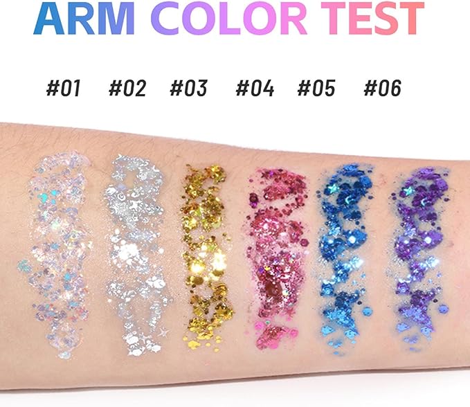 2Pcs Body Glitter Gel,Silver Gold Chunky Sparkling Glitter Stick,Waterproof Lasting Sparkling Body Gel Sequins,Face Hair Nail Festival Glitter Make Up for Halloween Birthday Makeup Party
