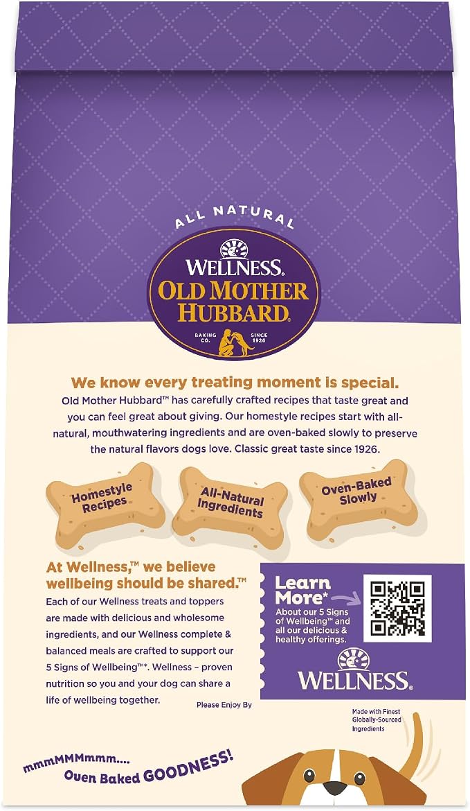 Wellness Old Mother Hubbard Classic P-Nuttier Dog Biscuits, Natural Training Treats, Peanut Butter Flavor, Small Size, 20 oz Bag