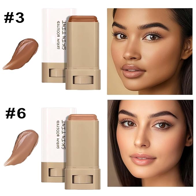 Beauty Balm Serum Boosted Skin Tint, Lightweight Solid Tinted Hydrating Serum Foundation Contour Stick for Women, Sheer to Medium Coverage, Radiant & Dewy Finish for Face Makeup (#03 06)