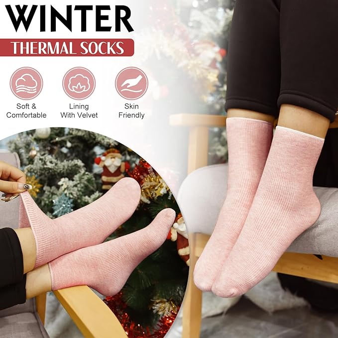 Yusongirl Winter Women Scarf Gloves Beanie Ear Muffs Socks Set Cold Weather Warm Knit Hat Fleece Long Neck Warmer 5 in 1 Set