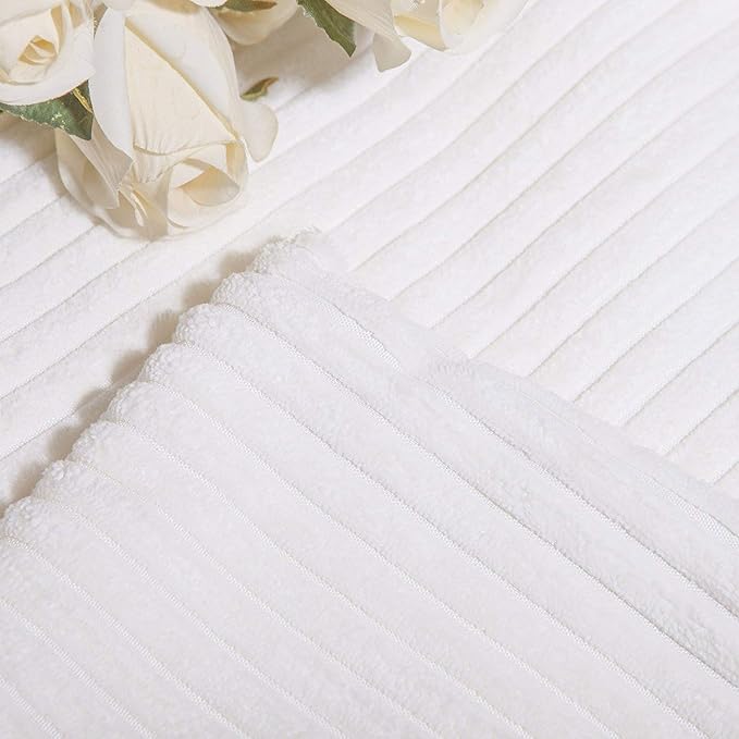 Home Brilliant Striped Corduroy Pillow Cover 24x24 Euro Throw Pillow Sham Accent Couch Cushion Cover for Summer Decor, 24 x 24 inch (60cm), Creamy White