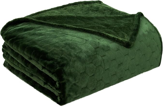 Fleece Blanket Super Soft Cozy Throw Blanket 50" x 60", Lightweight Fuzzy Comfy Textured Flannel Blanket Warm Plush Throw Blankets for Couch, Sofa, Bed, Olive Green