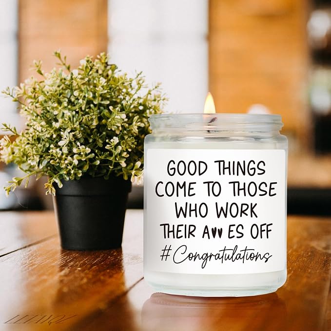 Funny Congratulations Candle Gifts for Women Men, Congrats New Job Promotion Candles Gift for Her Him Friend Coworker Work Bestie, Inspirational Work Hard Candles Gifts, New Business Owner Gift52