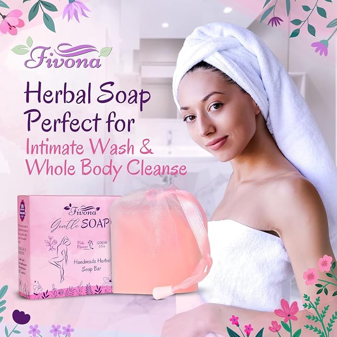 Fivona 6-in-1 Yoni Steam Kit for Women, Steaming Herbs Pink Magic, Expandable V Steam Seat, Yoni Oil, Gentle Soap, Hand Pump, Storage Bag - Cleansing, Moisturizing, pH Balance, Natural Yoni Detox