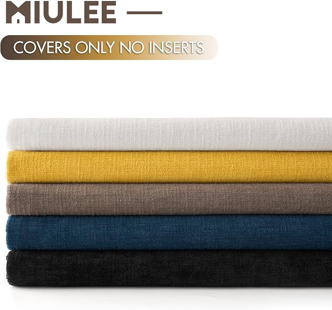 MIULEE Yellow Chenille Couch Throw Pillow Covers, 18x18 | Set of 2, Soft Farmhouse Modern Home Decor, Decorative Pillowcases for Sofa Living Room Bed