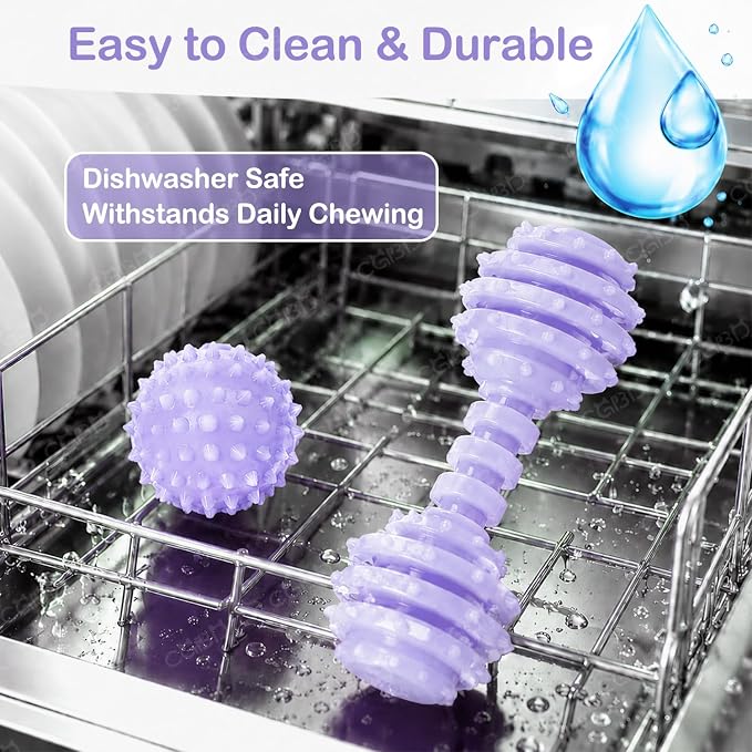 6 Pack Dog Chew Toys, Purple, Small Dog Teething Toys, Soft Durable Interactive Toys for Puppies