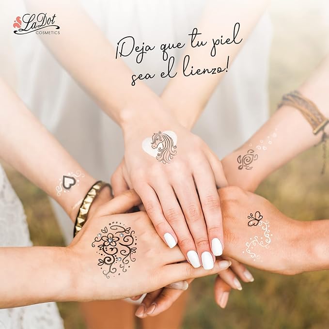 LaDot Temporary Tattoo Stamp– Easy-to-Use Reusable Ceramic Skin Stamp for Creating Custom Temporary Tattoos – Fun Body Art Tool for Parties, Events, and Festivals (Tribal Stars, Medium)