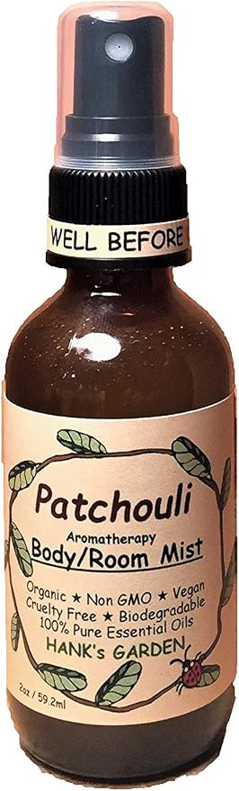Patchouli Aromatherapy Body and Room Spray Mist - (pogostemon cablin) - Cruelty Free,100% Pure Essential Oils, Organic, Vegan, Biodegradable, Non GMO, No Palm Oil (2 oz)
