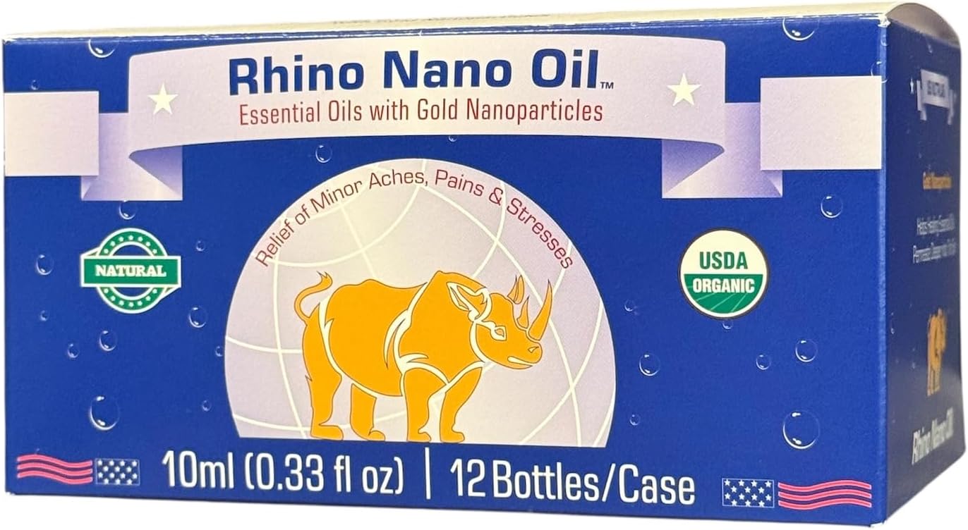 Case Set - Rhino Nano Essentail Oil - 12 Chai Dau Con Te Giac Cong Nghe Nano - 10mL per Bottle x 12 Bottles per Box - Made in U.S.A.