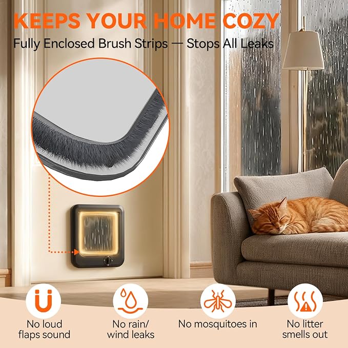 LIBBEPET Cat Door Interior Door, 4 Way Rotating Lock for Cats ≤18 lbs，Large | Reinforced ABS Frame, Magnetic Auto-Reset Flap, Weatherproof Brush Strips, Fit for Interior and Exterior Doors 1.3"-2" Thick