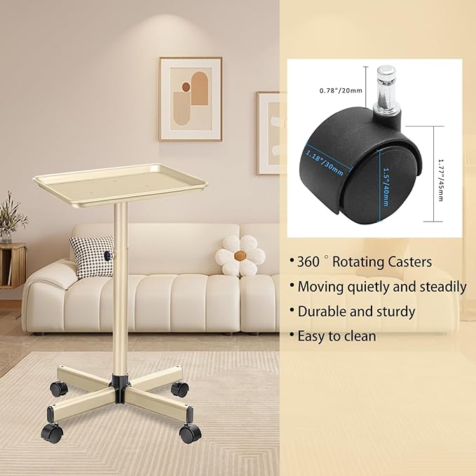 Salon Tray Hairdresser Tray on Wheels Hair Tray for Hair Stylist Gold