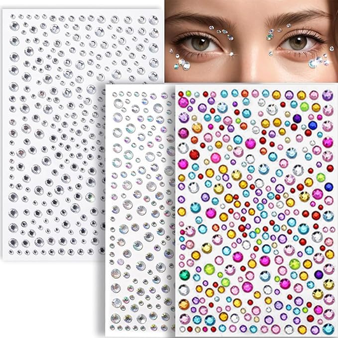 Gold Glitter Freckles Face Tattoo Makeup - Fake & Faux Freckles, Sparkle, Waterproof, Temporary Face Tattoos - Jewels & Stickers - 13 Sheets for Women