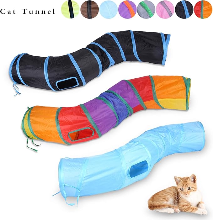 iCAGY Cat Tunnel Toys for Indoor Cats Kittens Rabbits, Pet Toy Play Tunnels