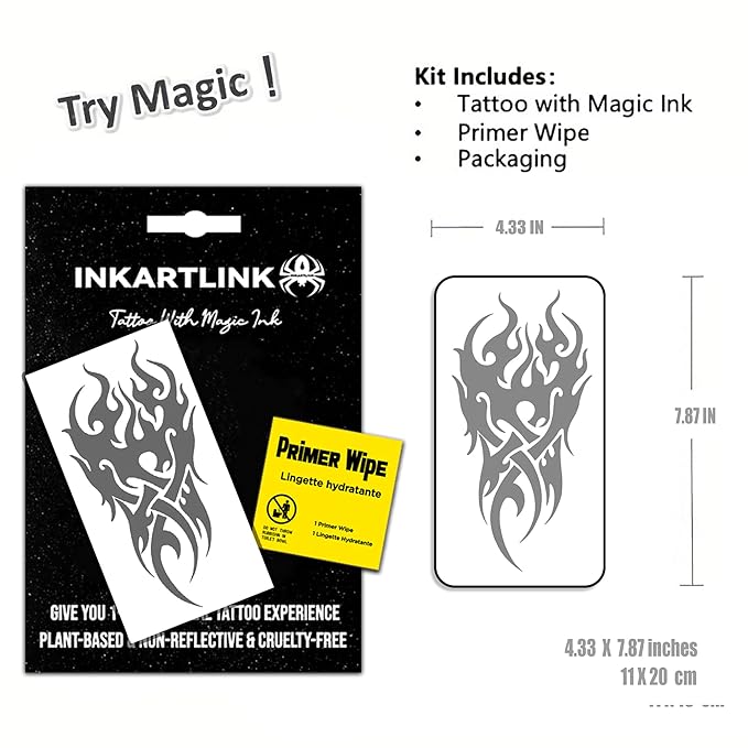 INKARTLINK Semi Permanent Tattoo, Temporary Tattoo, Beautiful and Realistic Design, Fun Tattoo Experience, Cruelty-free, Non-reflective, Waterproof (Fire Totem)