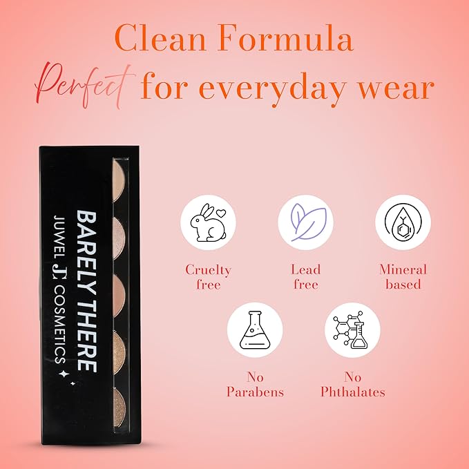 Juwel Cosmetics Eye Shadow Palette, Talc-Free Highly Pigmented Pressed Powder, Eye Makeup Palette that Blends Perfectly, 5 Shades of Paraben-Free and Sulfate-Free Eyeshadow, Barely There