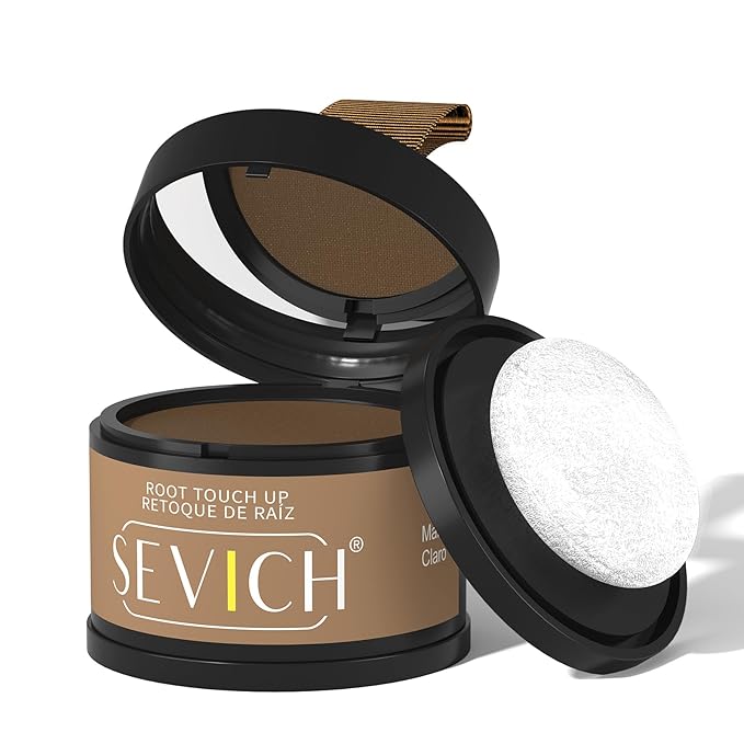 Sevich Hairline Powder - Root Touch Up Instantly Hair Color for Thinning Gray Coverage - Bald Spot Concealing Hair Powder for Women & Men - 48Hour Waterproof & Sweatproof - Light Brown
