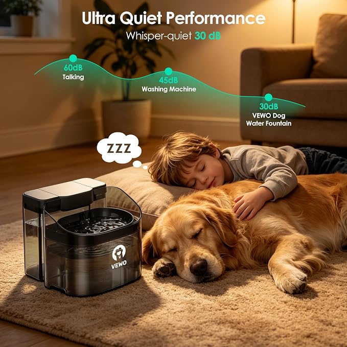 11L/372oz Large Dog Water Fountain, No Spill Automatic Dog Water Bowl Dispenser with Multi-Layer Filtration, Flowing Dog Water Dispenser with Deep Basin, BPA-Free, Ultra Quiet and Easy to Clean