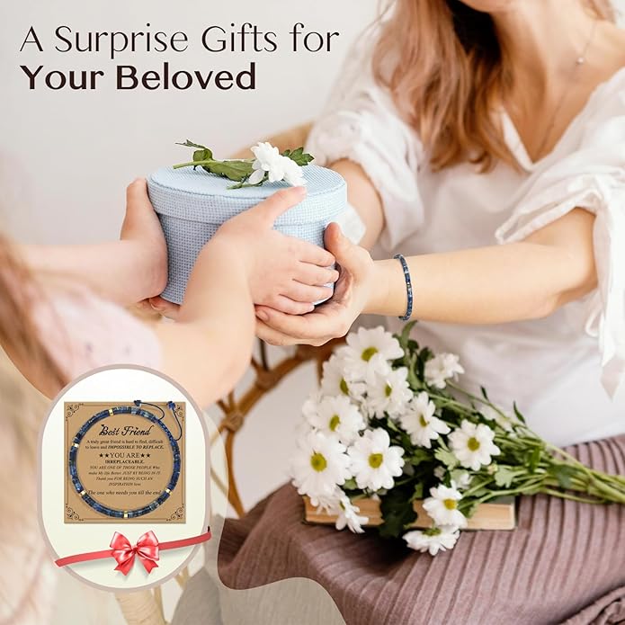 Inspirational Gifts Bracelets for Women: Valentines Mothers Day Birthday Gifts for Women Friends Sister Mom - Healing Natural Stone Beads Bracelets Thinking of you Get Well Soon Gift for Women