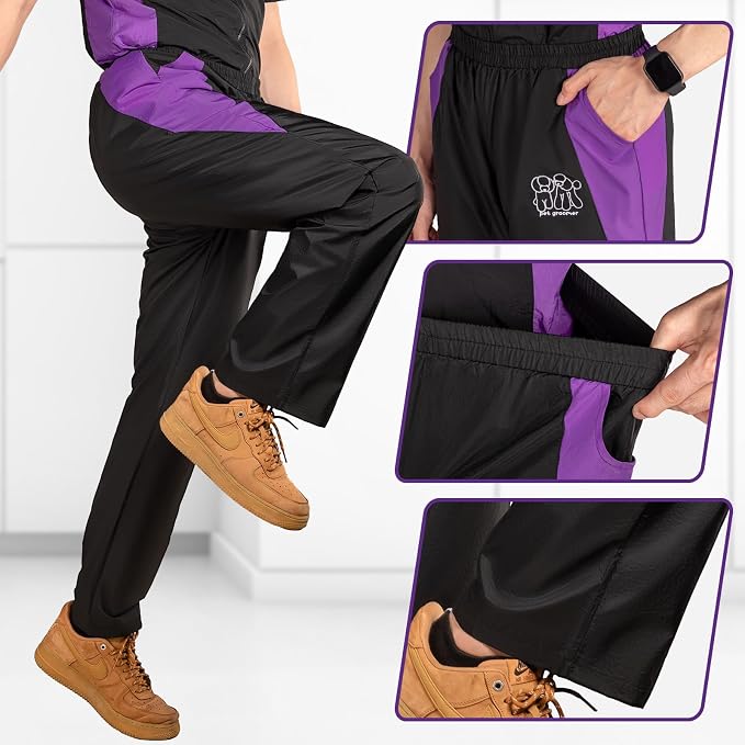 Pet Groomer Trousers with Pockets, Elastic Waist, XL Size, Full Length | Anti-Static & Splash Proof Pet Beautician Uniforms, Hair Repellent Smock & Trousers for Professional Dog Cat Grooming Salon