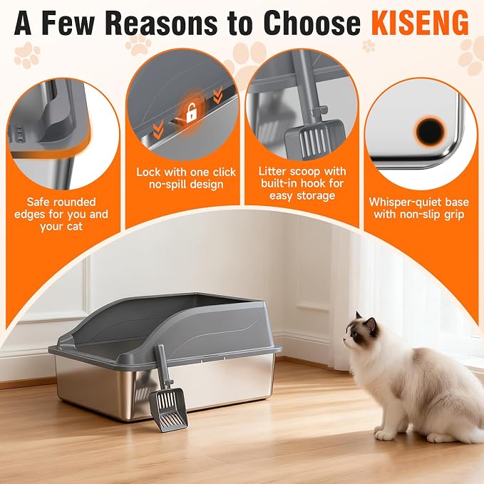L2 Stainless Steel Litter Box (Dark Grey XL)