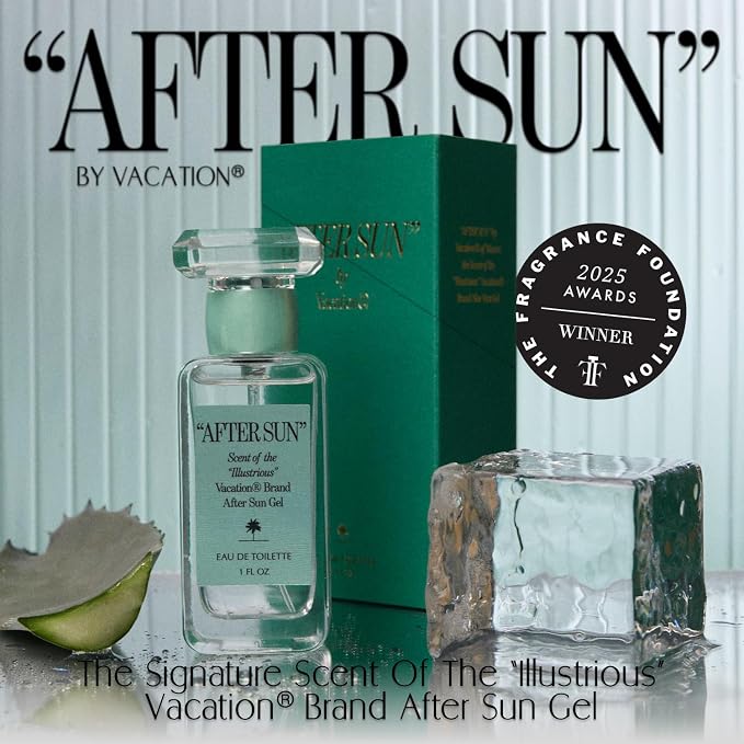 VACATION AFTER SUN Eau de Toilette Sunscreen, Blends Notes of Classic Aloe Vera Gels, Fresh Tropical Perfume, Unisex Scent of Summer Nights, Travel Size, 1 Fl. Oz.