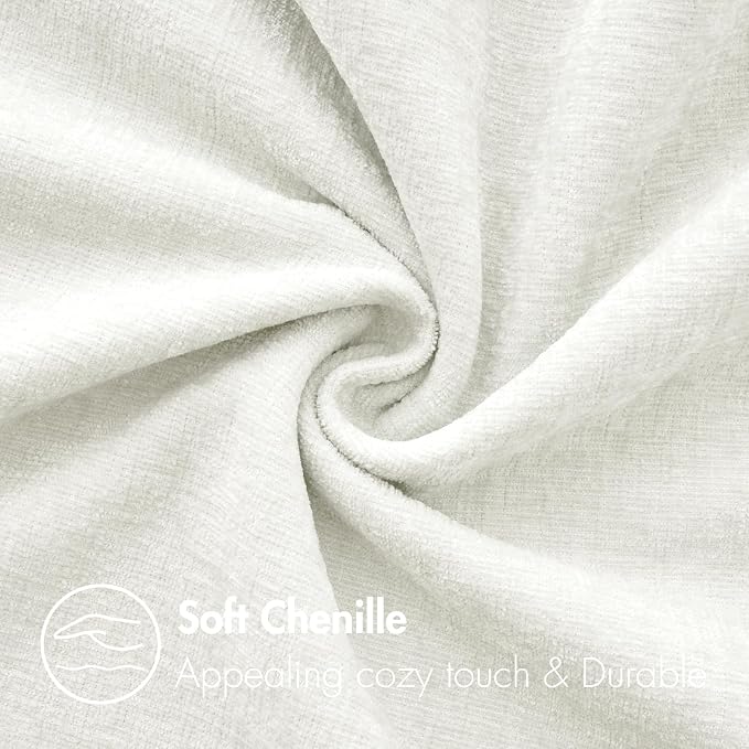 MIULEE Soft Chenille Throw Pillow Covers White 20x20 Inch Pack of 2 | Modern Home Decor, Classic Decorative Pillows, Solid Dyed Cases, Boho Couch Cushion Covers for Sofa Bed Living Room
