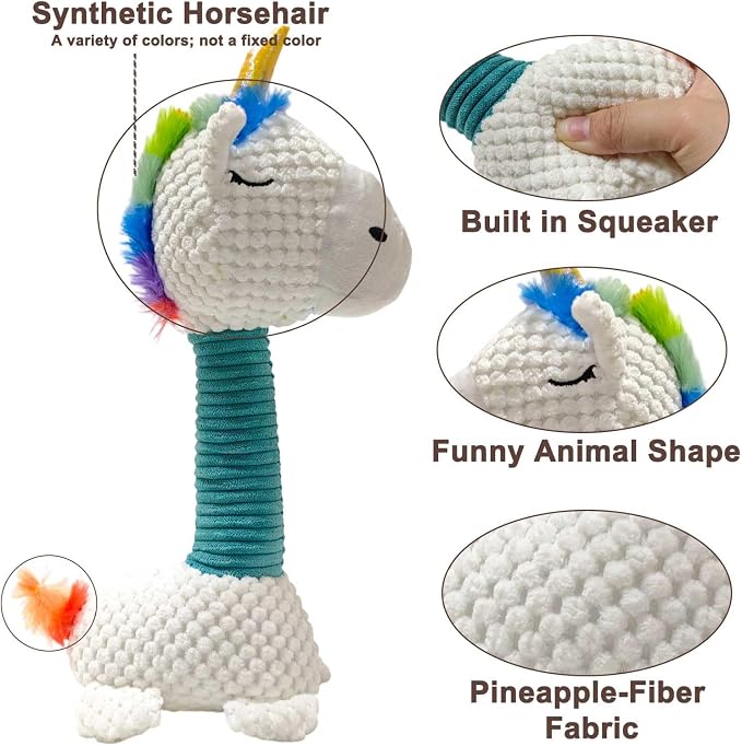 Squeaky Plush Dog Toys, Cute Animal Pet Toy for Small Dogs, Pony