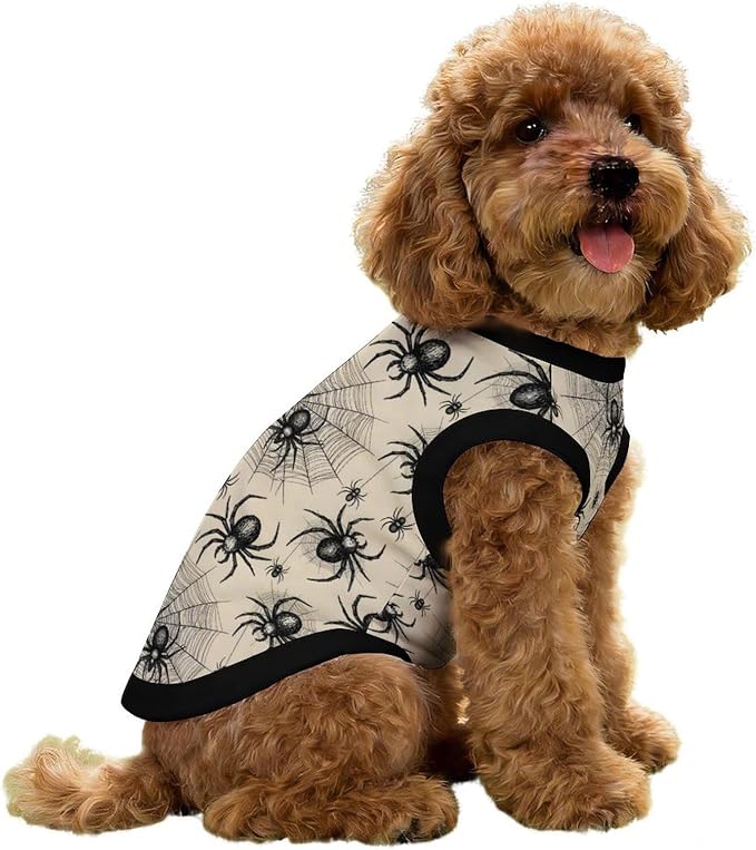 Halloween Pet Vest Black Spider Web Pet Shirts X-Small | scary insect Dog Shirt Vest cute pet Sleeveless Vests Ice Silk Dog T-Shirts holiday Dog Clothes Halloween Canine Wear