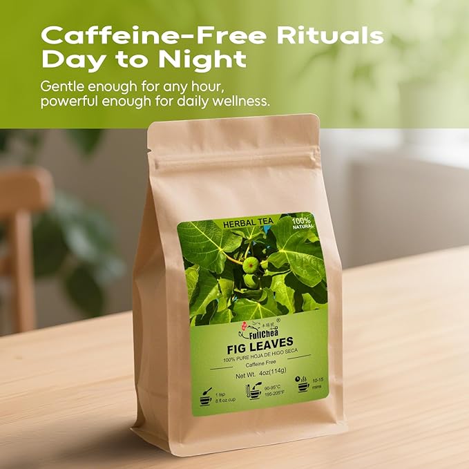FullChea - Dried Fig Leaves, 4oz/114g - Natural Fig Leaf Tea - Cut & Sifted Hoja De Higo Seca Herbal Tea - Traditionally Used for Digestive Support & Overall Wellness, Caffeine-Free