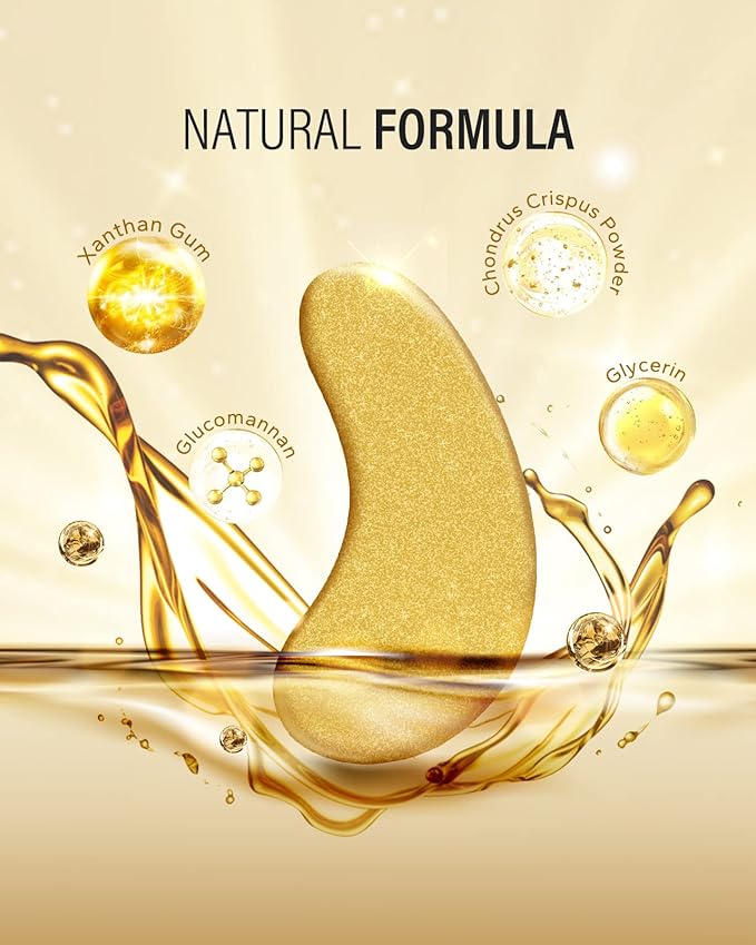 24k Gold Under Eye Patches (30 Pairs), eye mask, Collagen Skin Care Products, Eye Patches for Puffy Eyes, eye masks for dark circles and puffiness